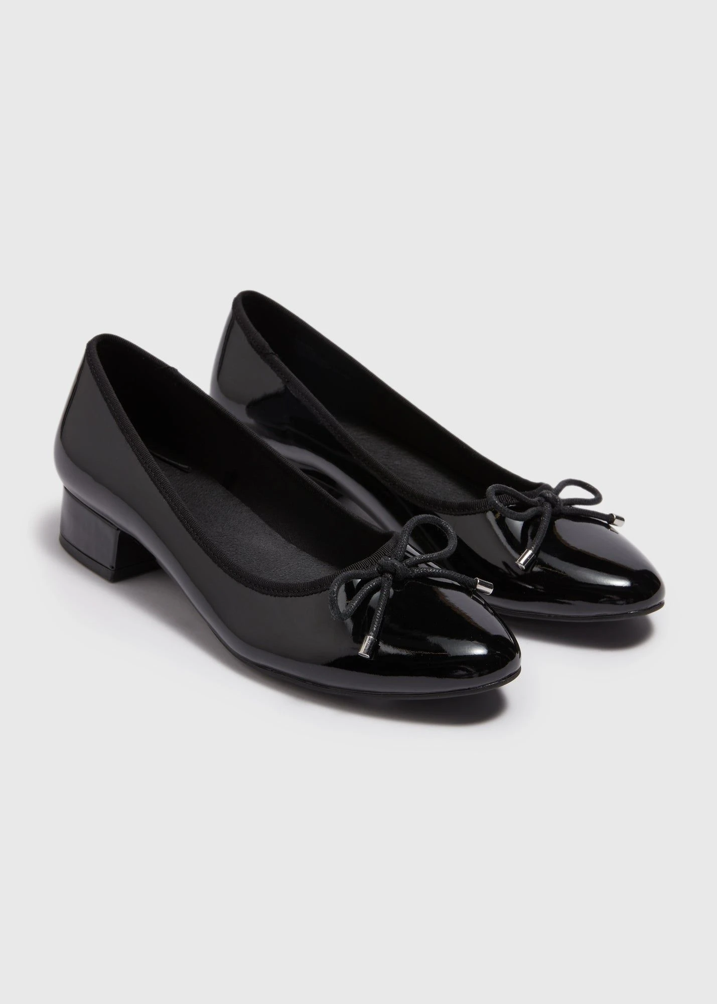 Buy Patent Ballerina Low Block Heels-Black-6 Online in Oman bfab