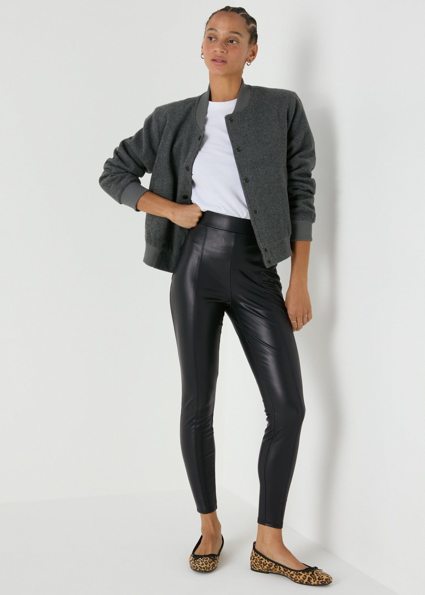Buy Leather Look Leggings-Black-22 Online in Qatar bfab