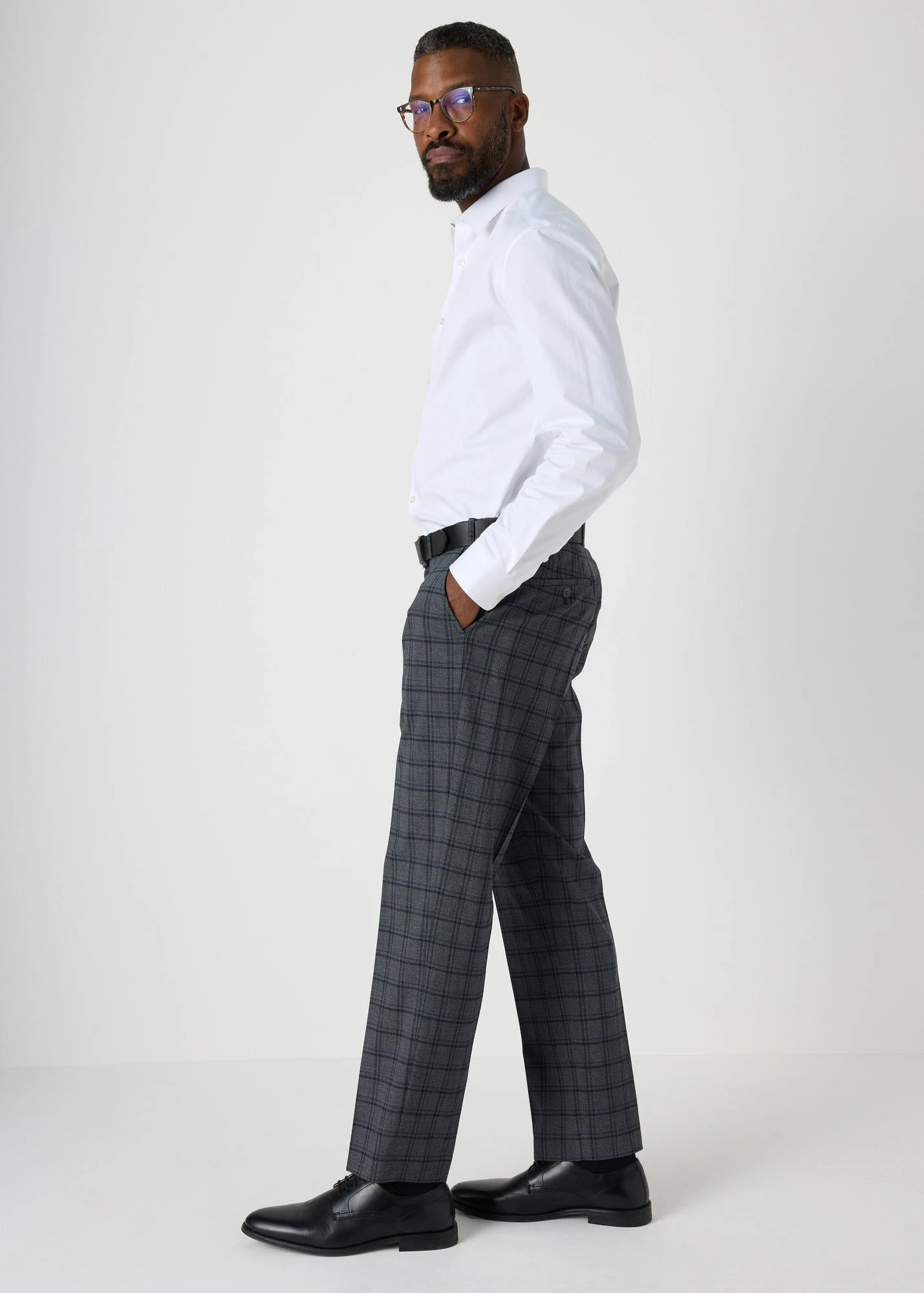 Buy Taylor Wright Check Regular Fit Trousers-Grey-32 31 Online