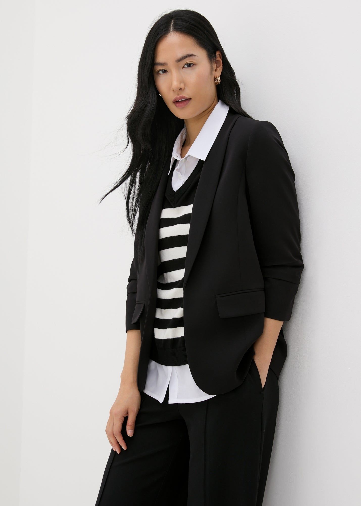 Buy Et Vous Ruched Sleeve Blazer-Black-16 Online in Bahrain from