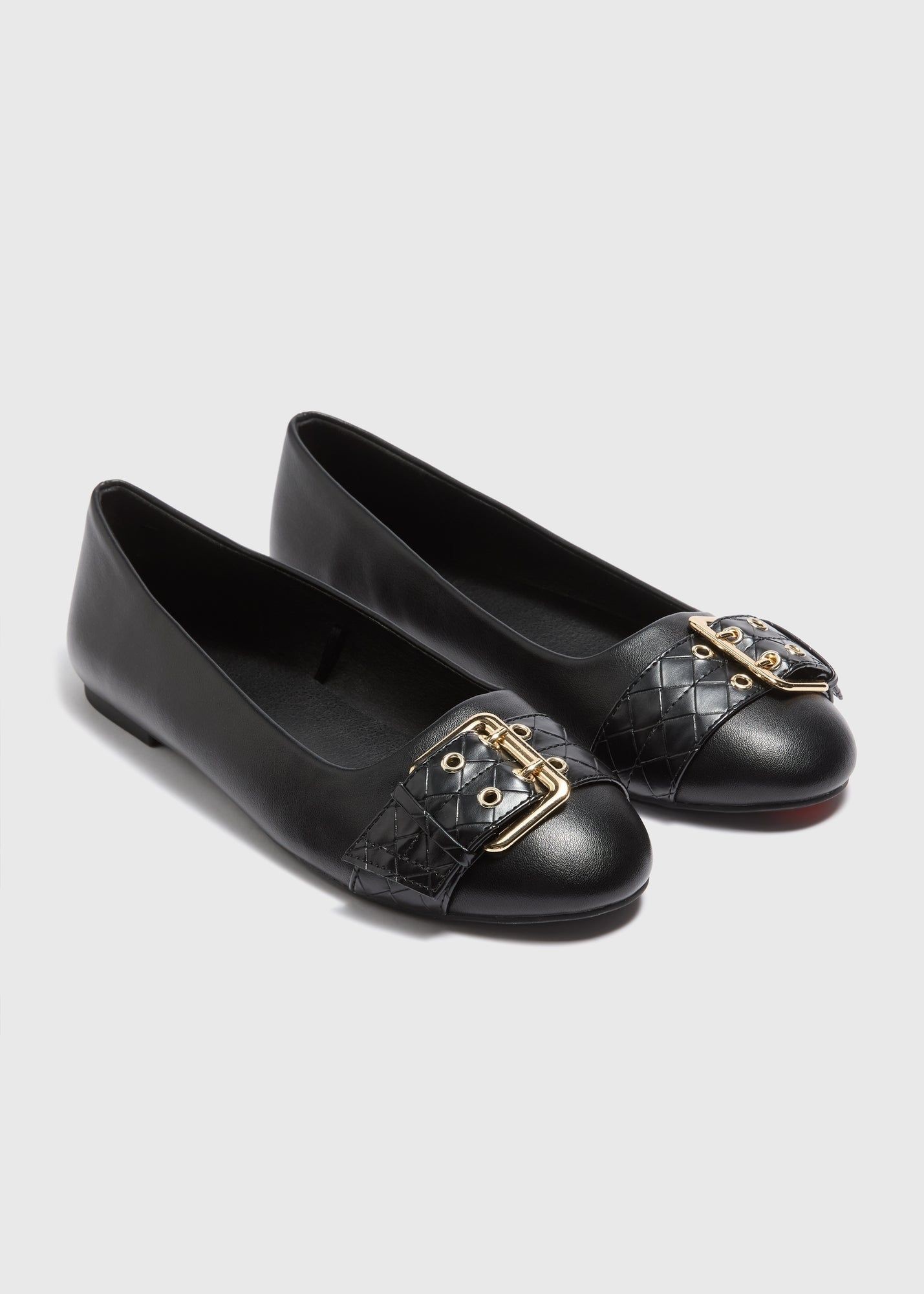 Buy Buckle Detail Ballet Shoes-Black-4 Online in Bahrain from Matalan