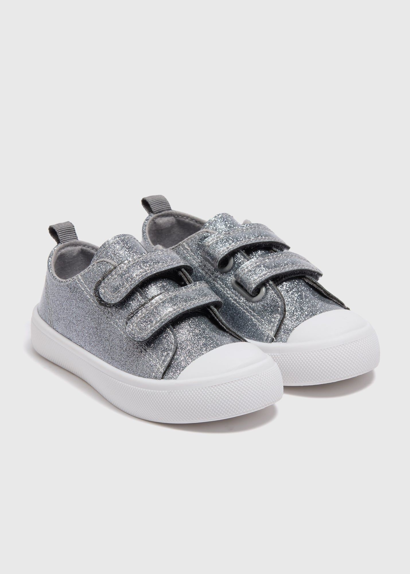 Buy Girls Glitter Double Strap Trainers-Silver-25 Online in Oman