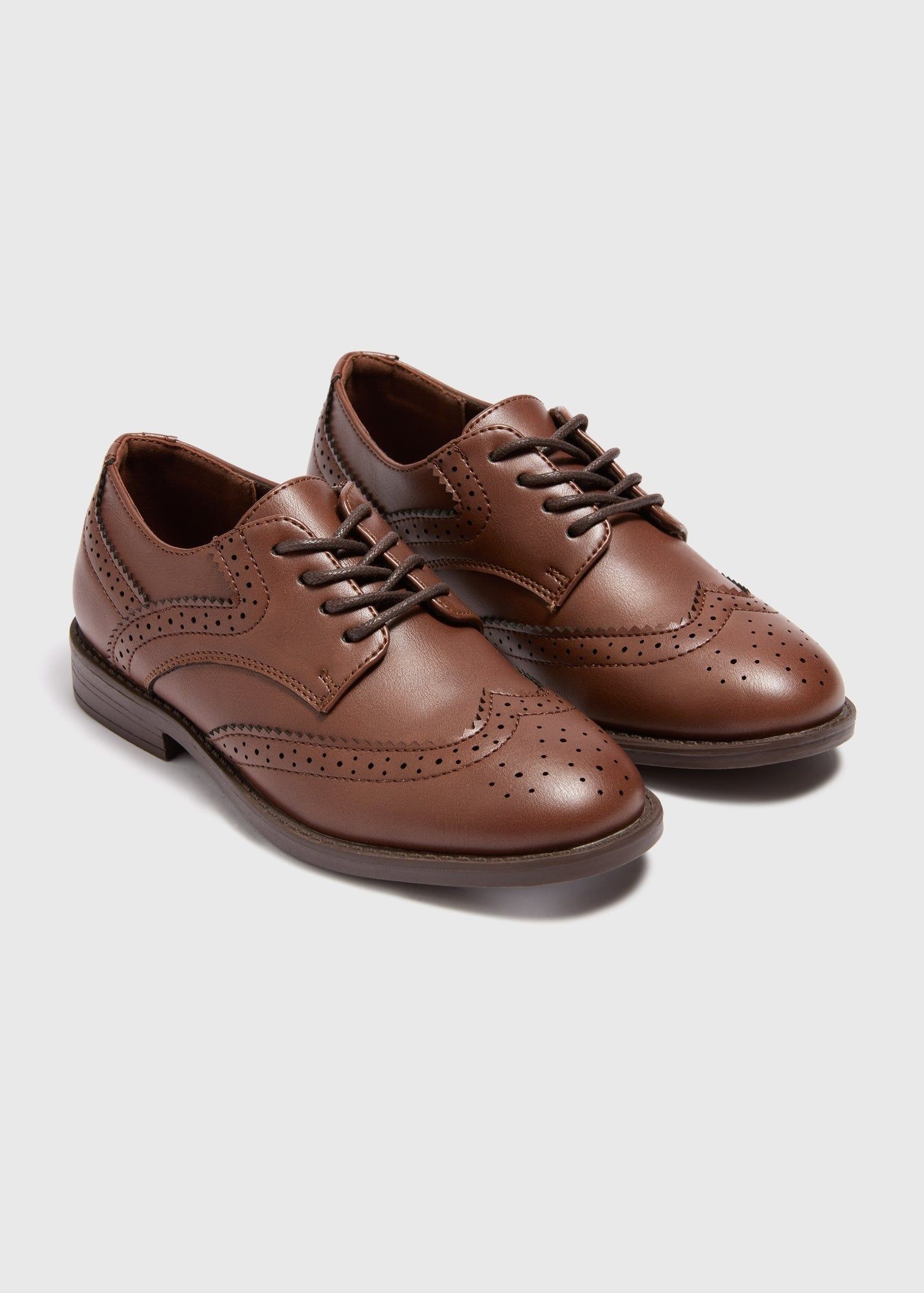 Buy Boys Faux Leather Brogue Shoes-Brown-1 Online in Qatar bfab