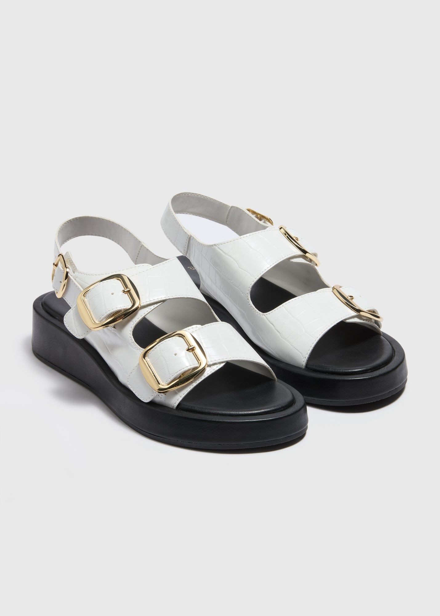 Buy Chunky Double Buckle Sandals-White-8 Online in UAE from Matalan
