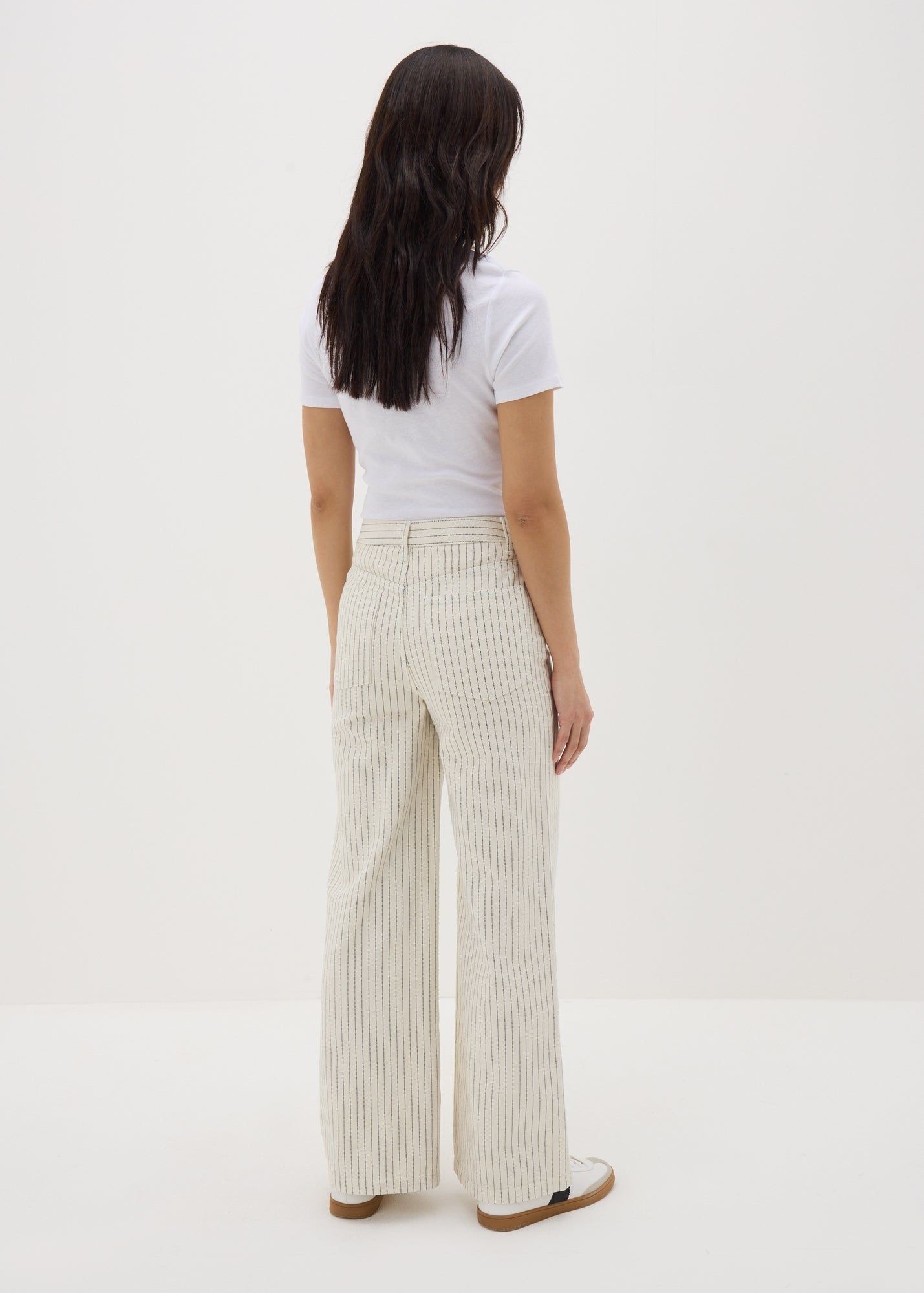 Buy Stripe Wide Leg Jeans-Off White-16 31