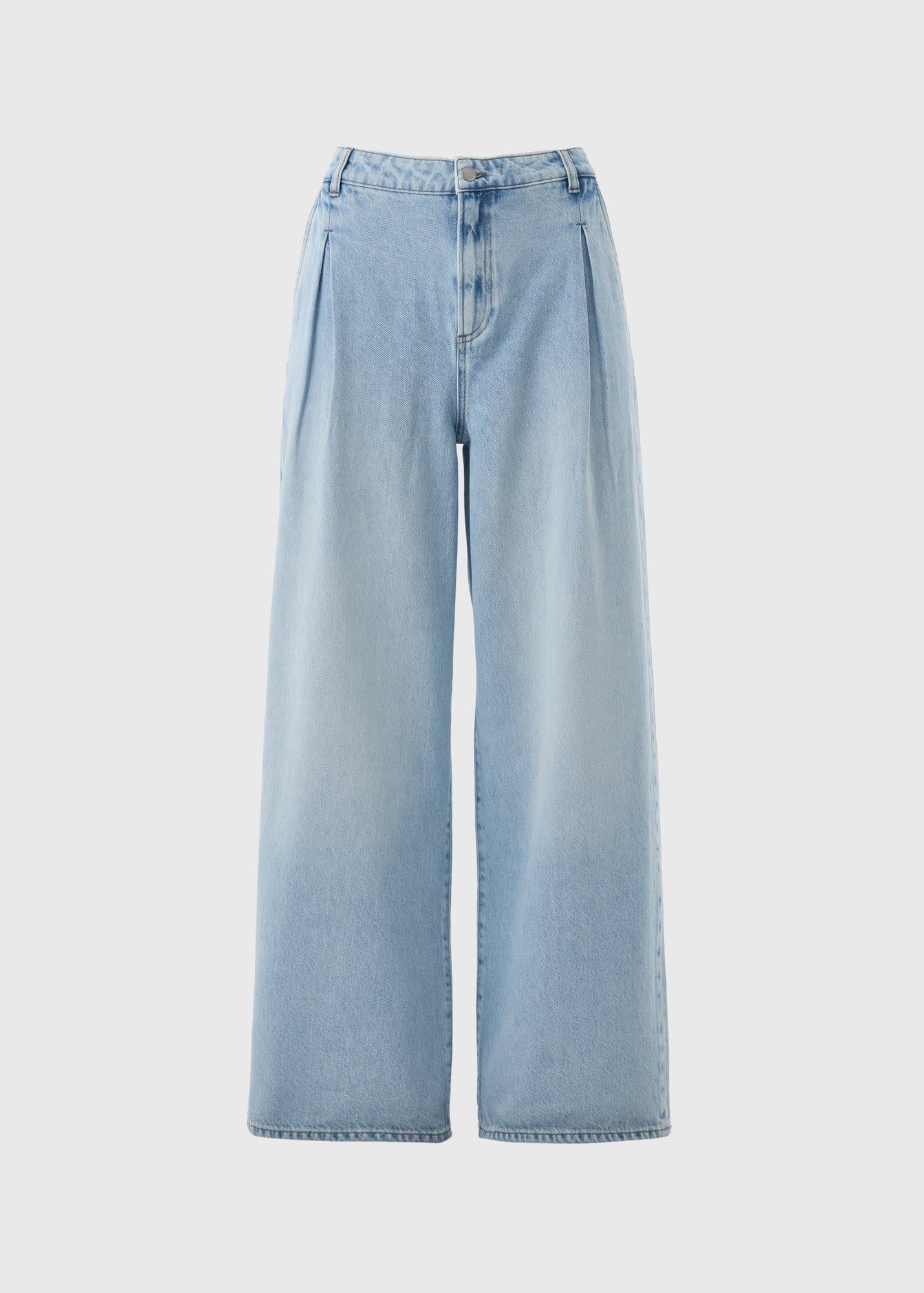 Buy Mid Wash Pleated Wide Leg Jeans-Blue-22 29