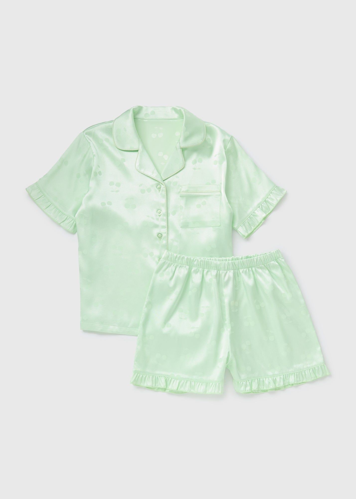 Buy Girls Cherry Satin Pyjama Set-Green-11 Y Online in Oman from