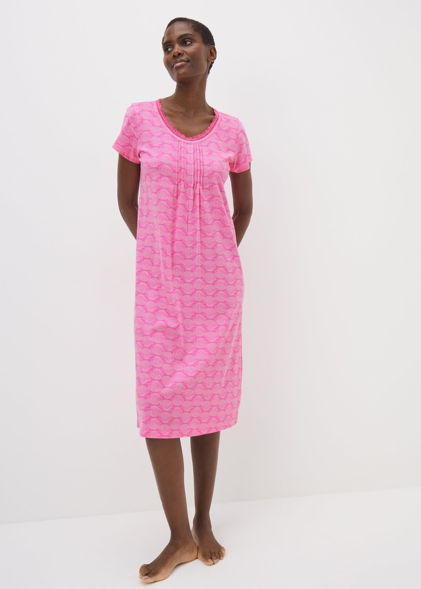 Buy Shell Lace Nightie-Pink-L Online in UAE - bfab Buy Shell Lace Nightie-Pink-L Online in UAE - bfab