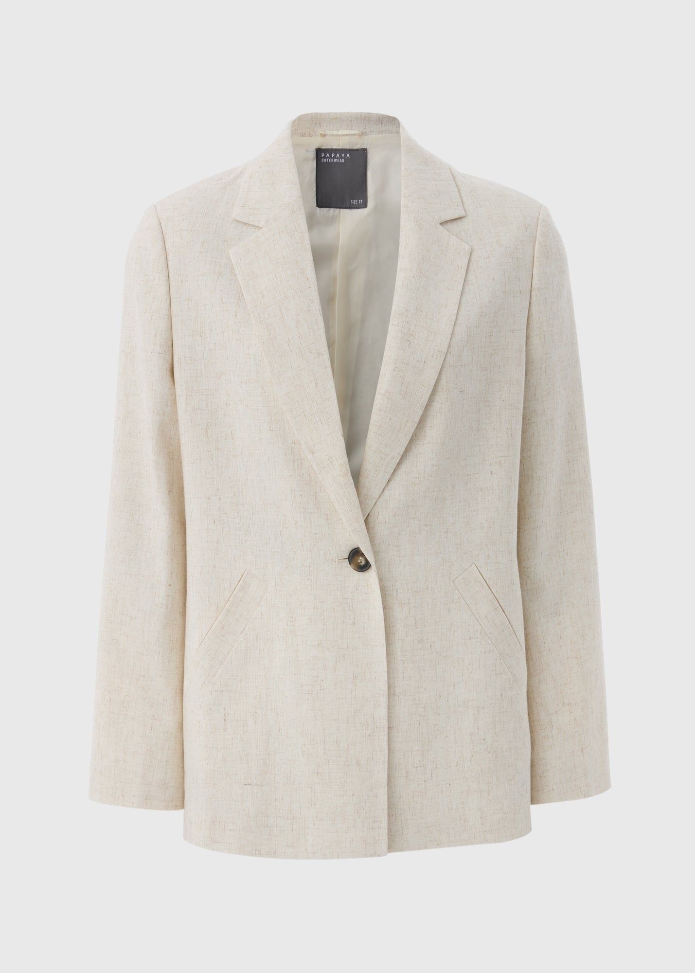 Buy Neutral Linen Blend Blazer-Off White-16 Online in Oman bfab