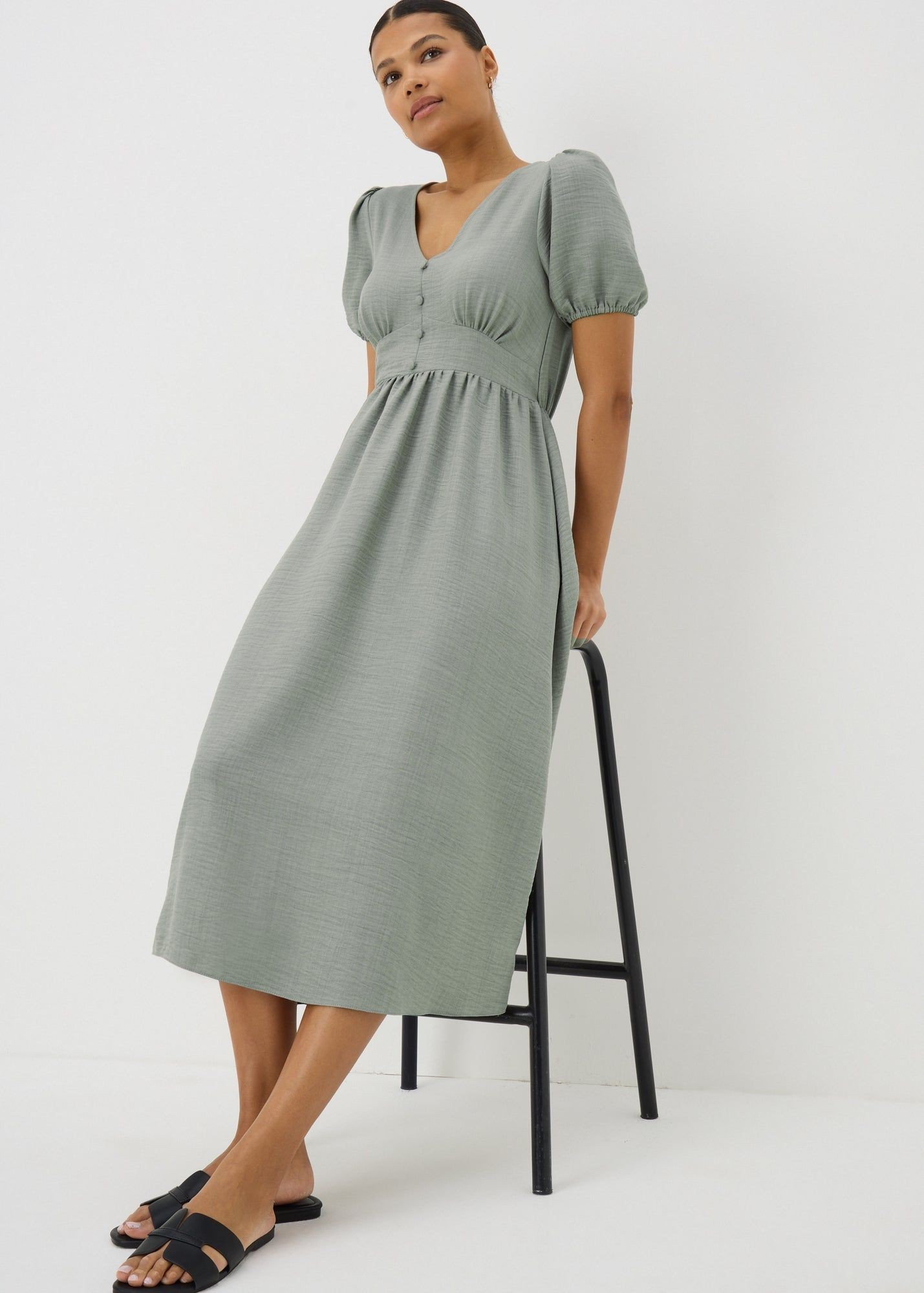 Buy Button Midi Tea Dress-Green-20 Online in Oman from Matalan Buy Button Midi Tea Dress-Green-20 Online in Oman from Matalan