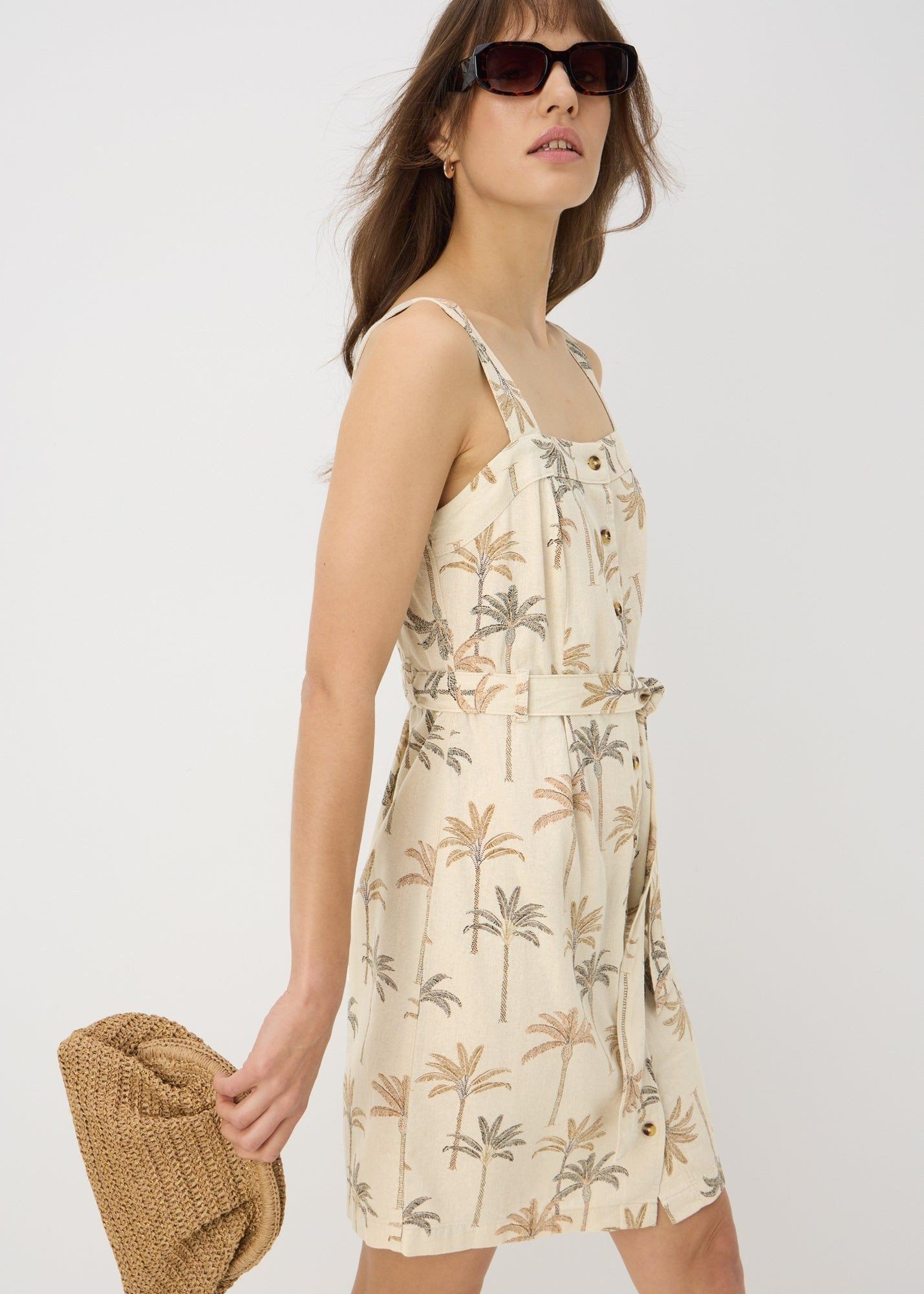 Buy Palm Print Linen Blend Dress-Beige-20 Online in Oman from Matalan Buy Palm Print Linen Blend Dress-Beige-20 Online in Oman from Matalan