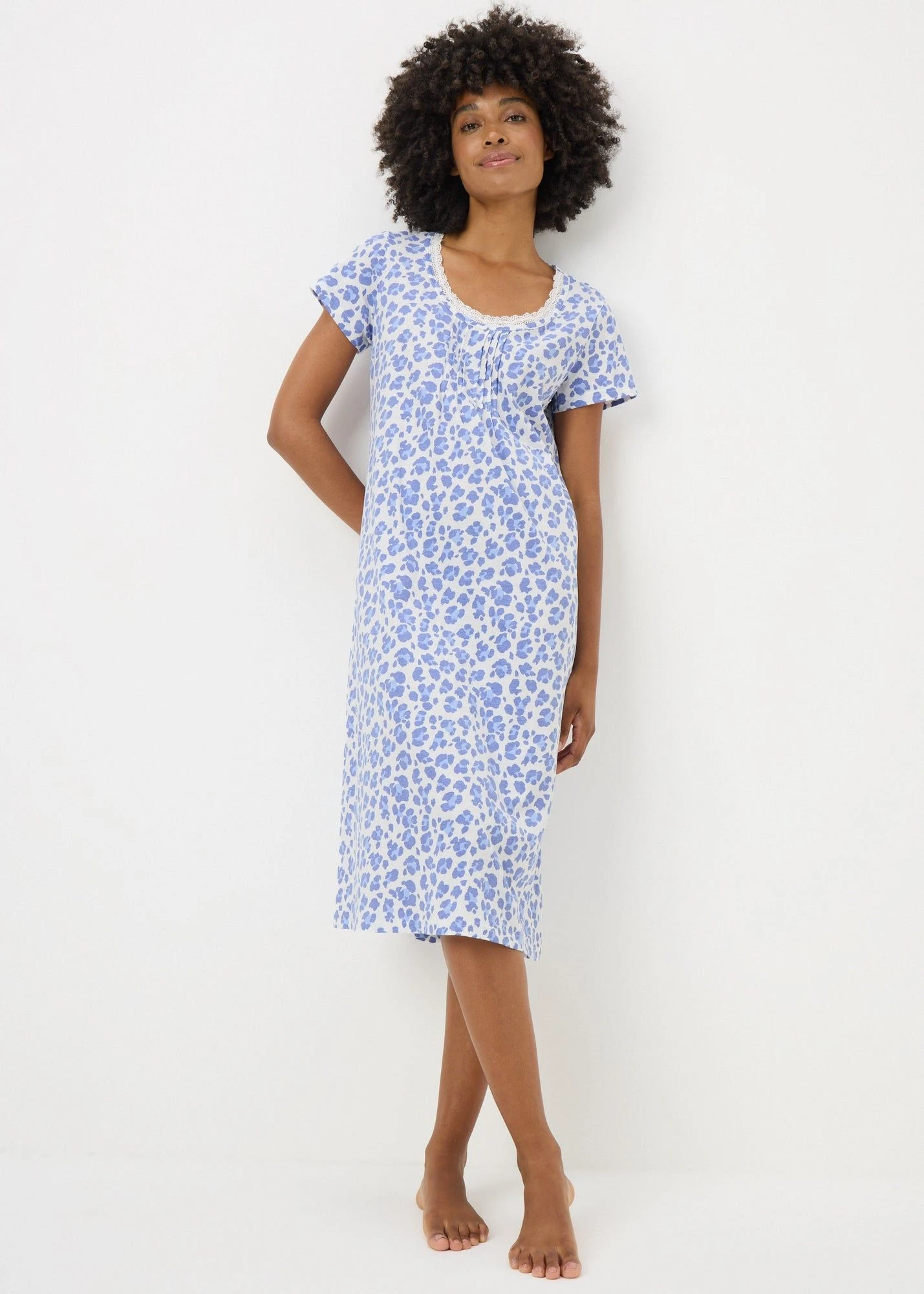 Buy Lace Floral Nightie-Blue/White-S Online in Oman from Matalan
