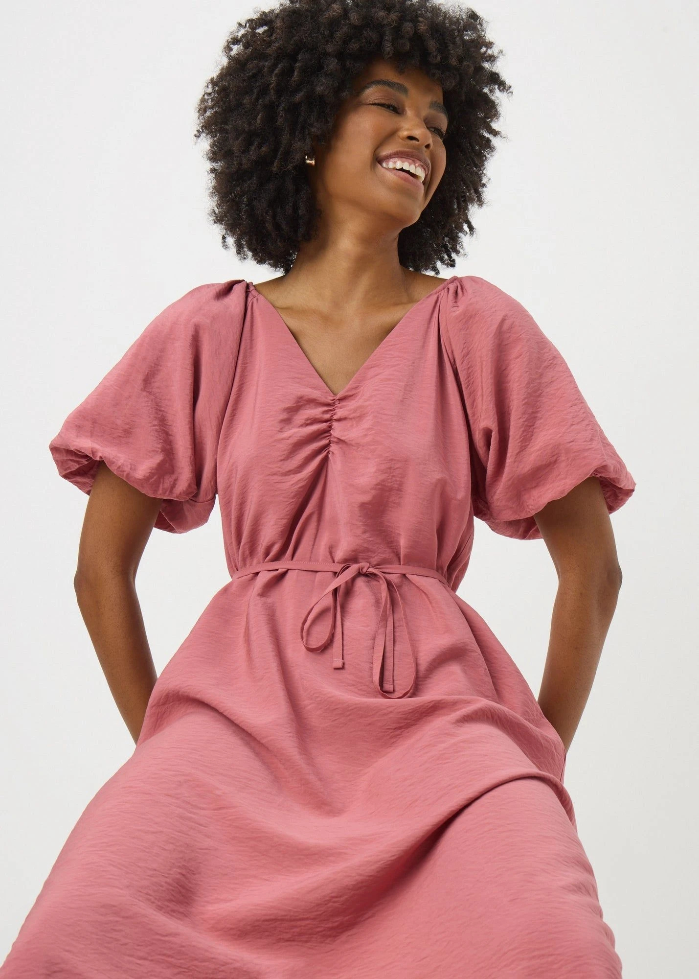 Buy Puff Sleeve Tie Detail Midi Dress Online in UAE from Matalan