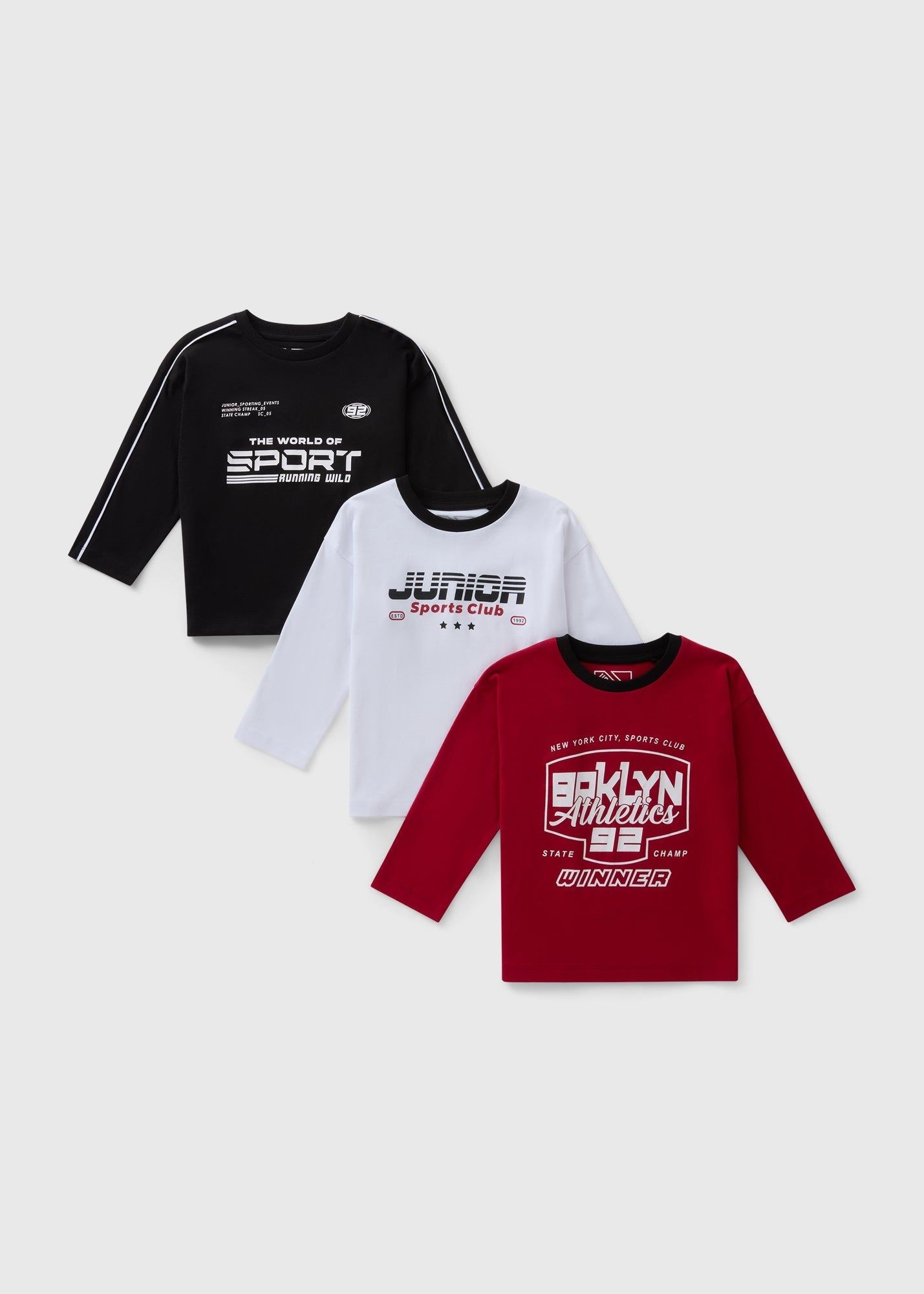 Buy Pack Boys Varsity Long Sleeve Tops-Red-1 Y Online in