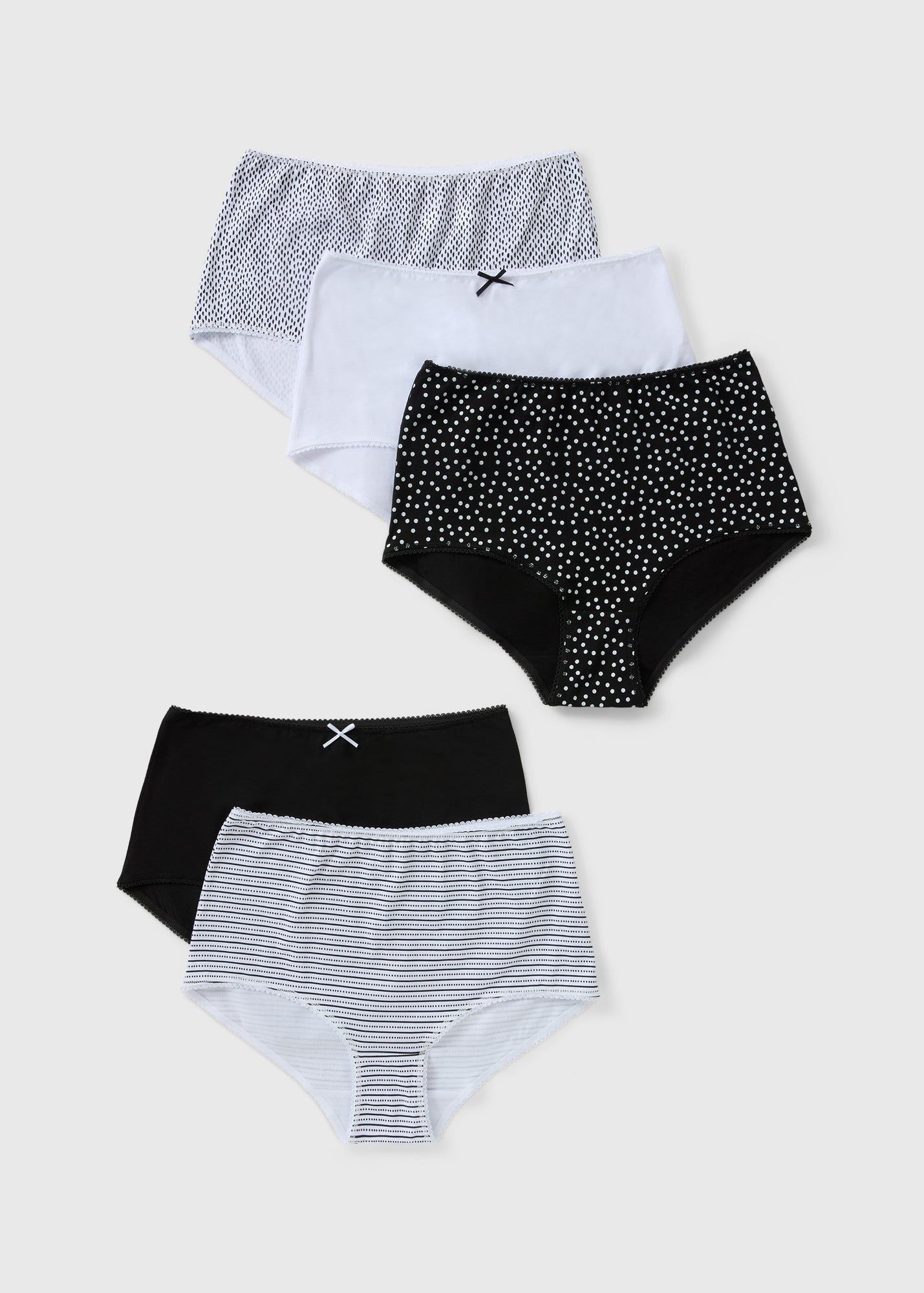 Buy Pack Printed Full Knickers-Black/White-10 Online in Oman
