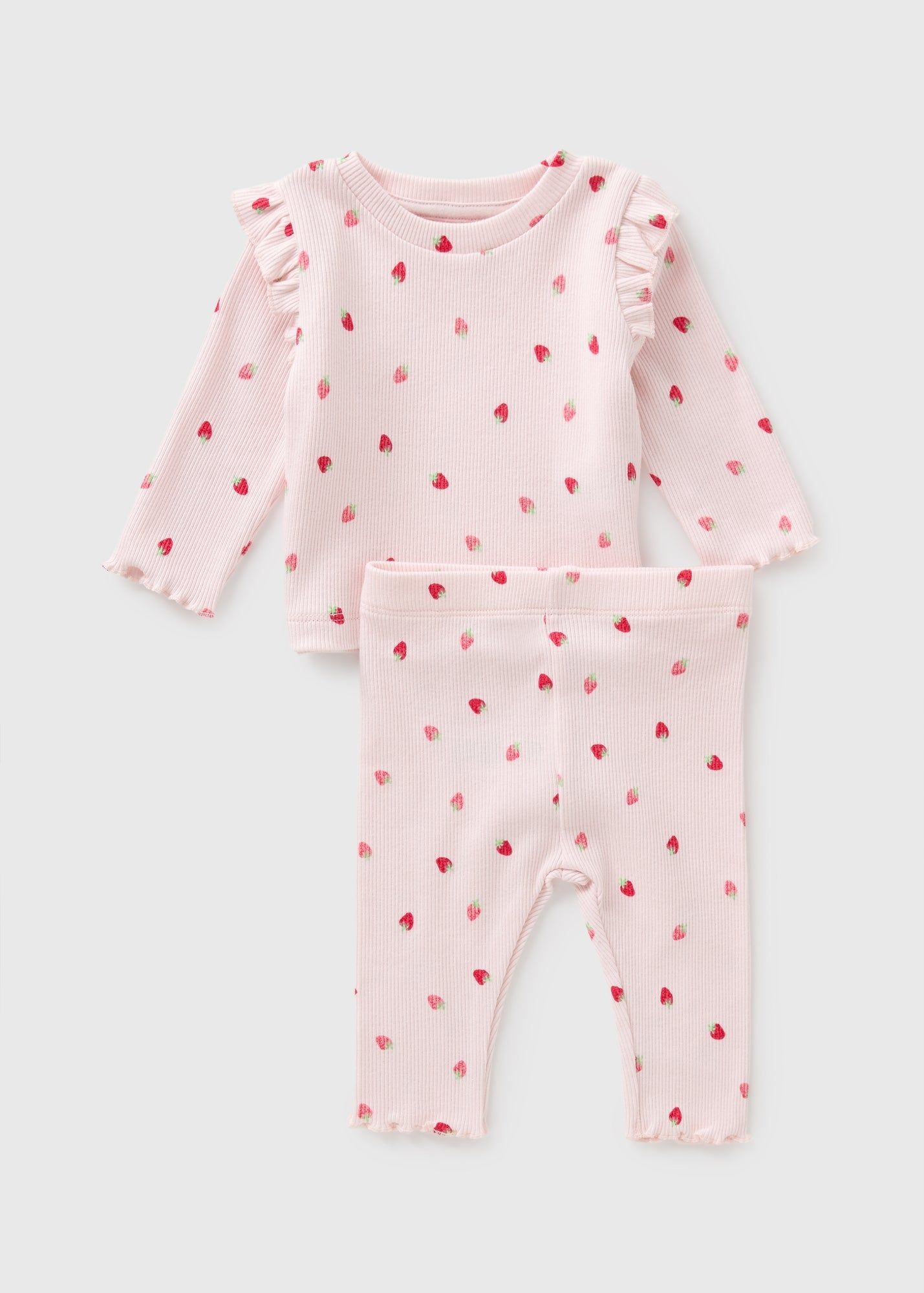 Buy Baby Strawberry Ribbed Pyjama Set-Pink-0 M Online in
