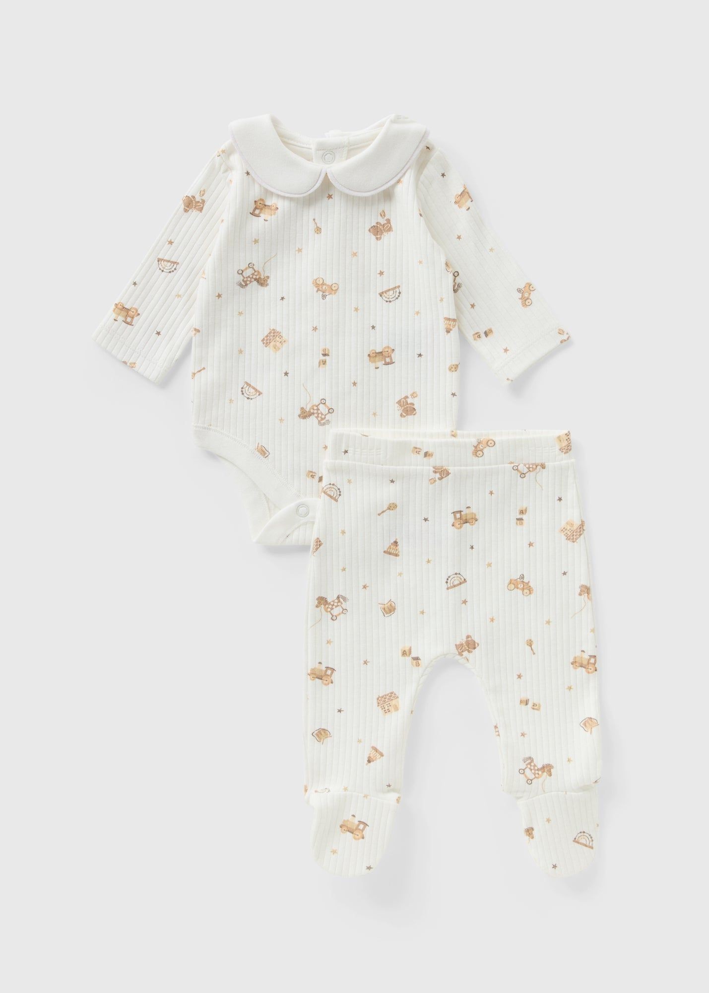 Buy Piece Baby Toy Ribbed Bodysuits Legging Set-Cream-0 M