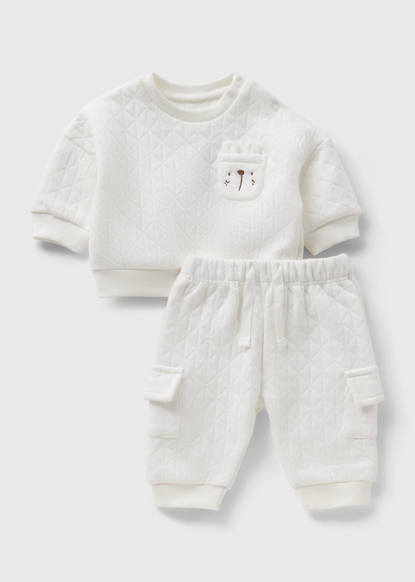 Buy Baby Bear Quilted Sweatshirt Jogging Bottoms-White-3 M