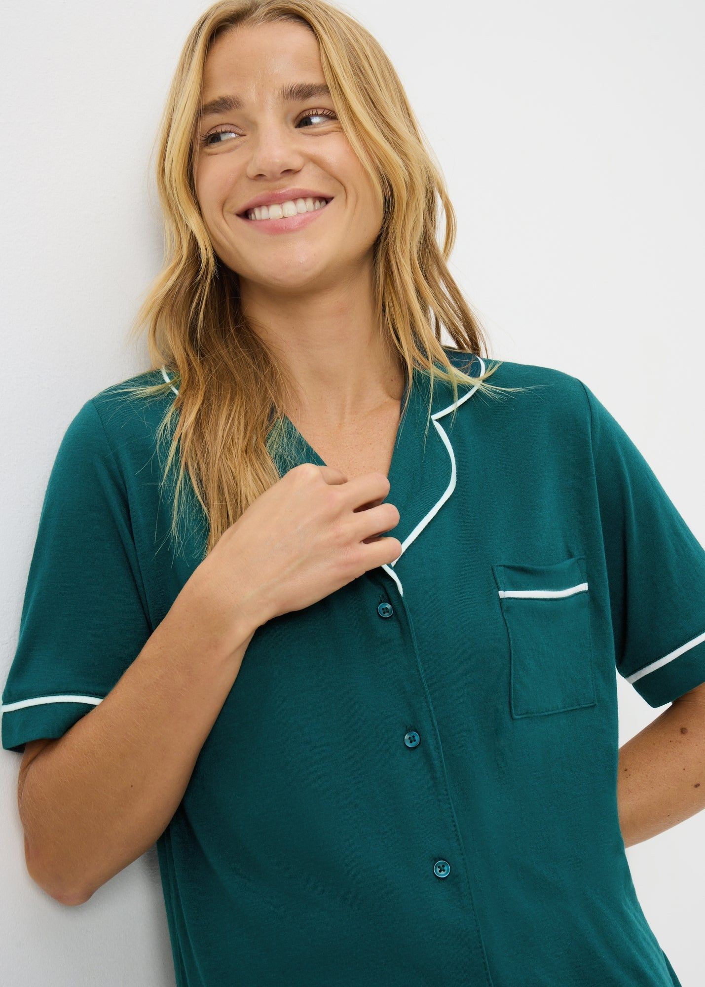 Buy Traditional Satin Pyjama Set-Green-S Online in UAE from Matalan