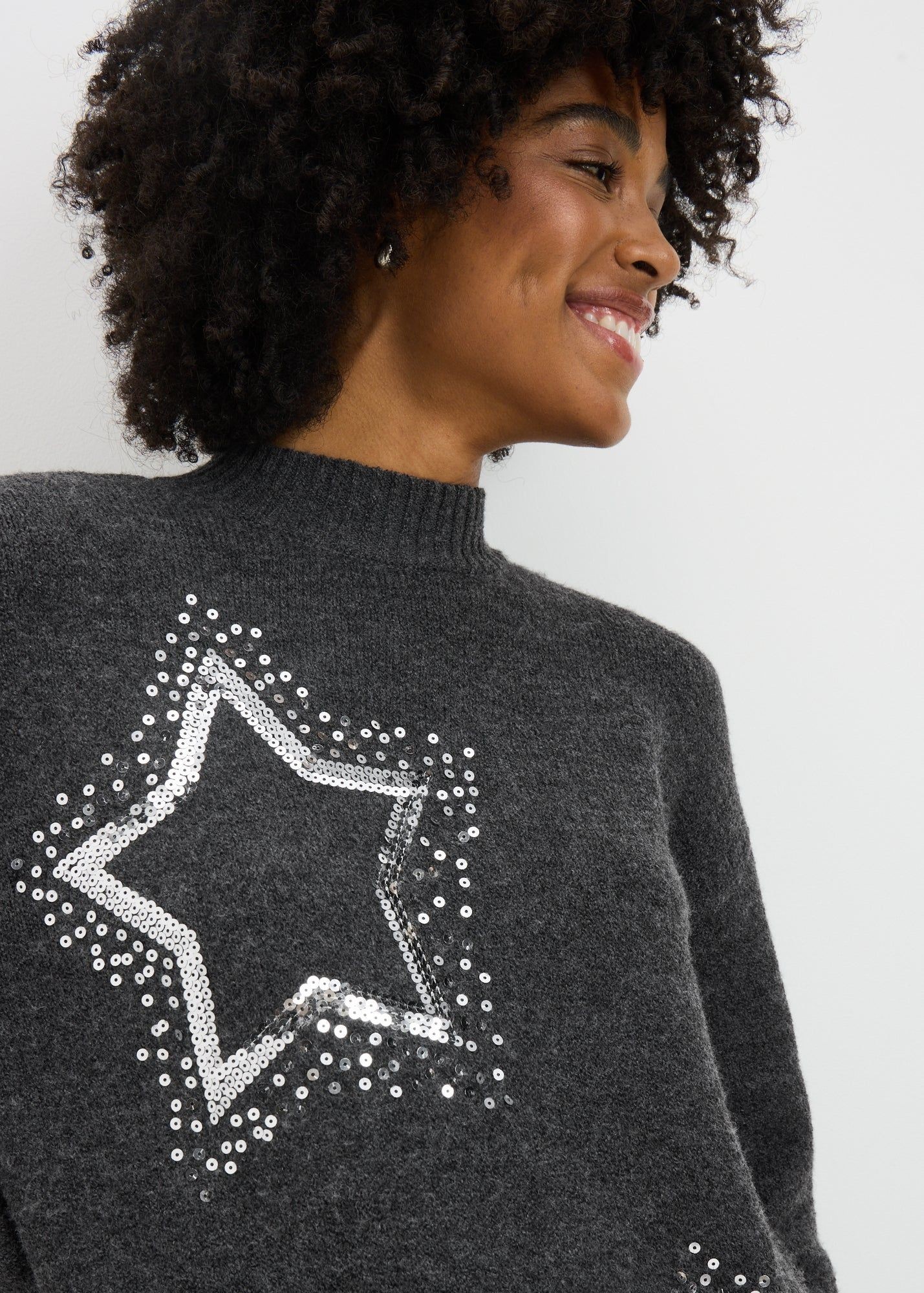 knitted star dress Metallic Star Knitted Dress in Grey