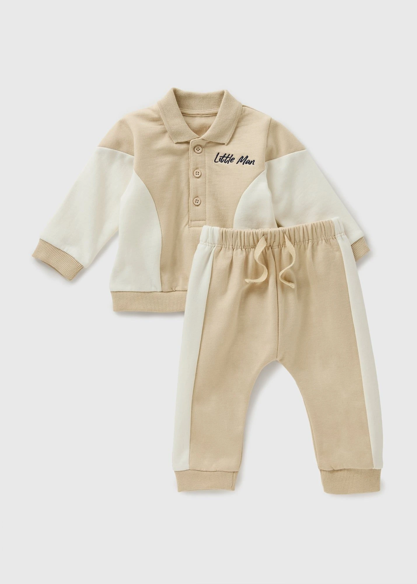 Buy Baby Beige Smart Collar Sweatshirt Jogging Bottom Set-Beige