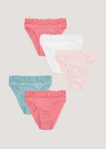 Buy 5 Pack Lace High Leg Knickers - Pink - 8 Online in UAE from Matalan