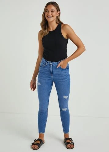 Buy April Bright Blue Ripped Super Skinny Jeans Bright Blue