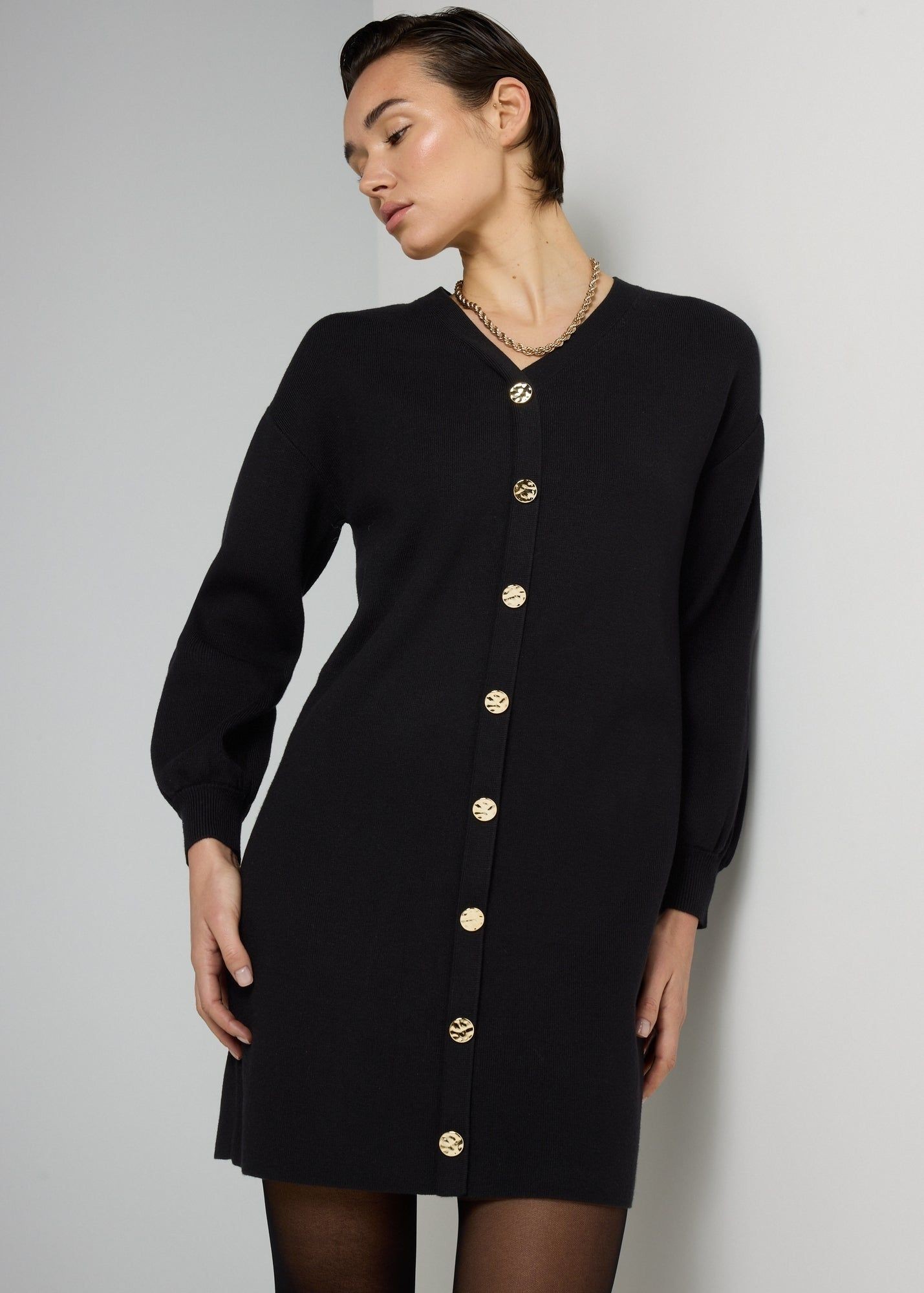 Buy Et Vous Knitted Button Dress-Black-L Online in Oman from Matalan Buy Et Vous Knitted Button Dress-Black-L Online in Oman from Matalan