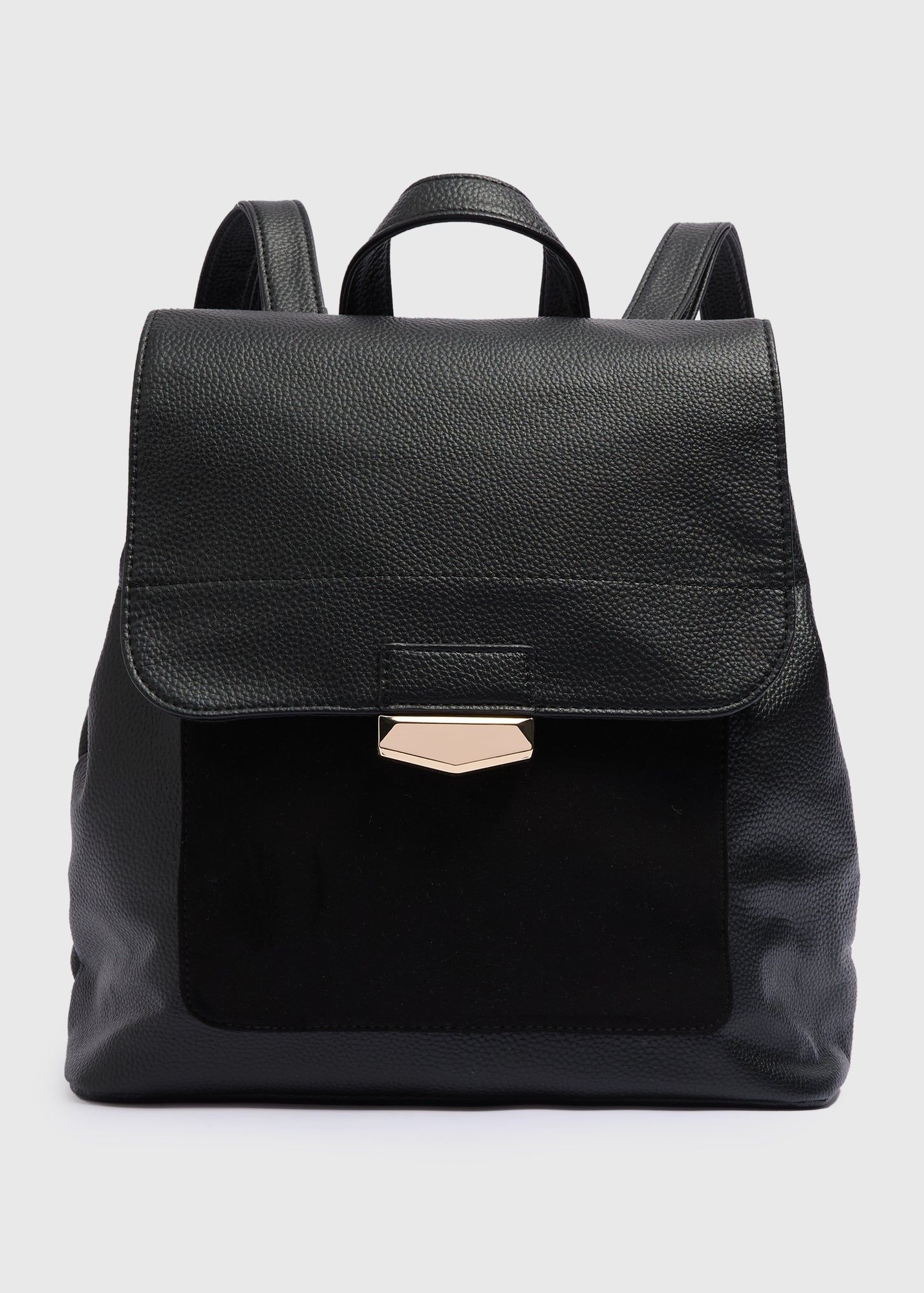 black and white faux leather backpack Womens Backpack: AURA 004 Officine Creative front zip pocket and side pocket with buckle Faux Leather Sprayground Black And