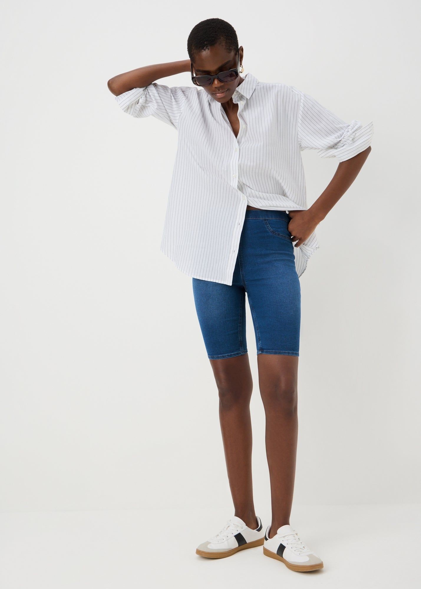 knee length dress shorts Tailored Knee-Length Shorts - Black