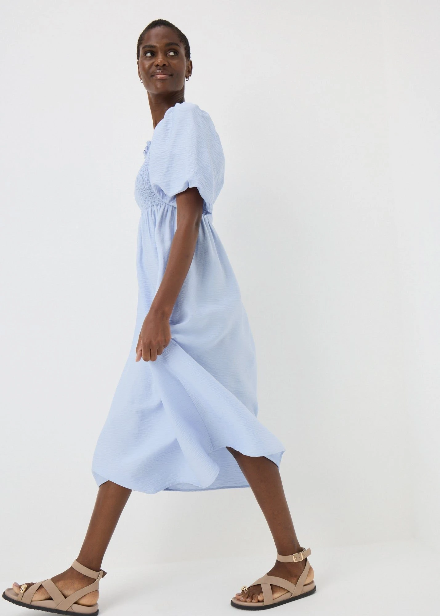 jordan puff sleeve tiered midi dress Sister Jane - Yarrow Puff Sleeve Tiered Midi Dress - Women - Polyester - L