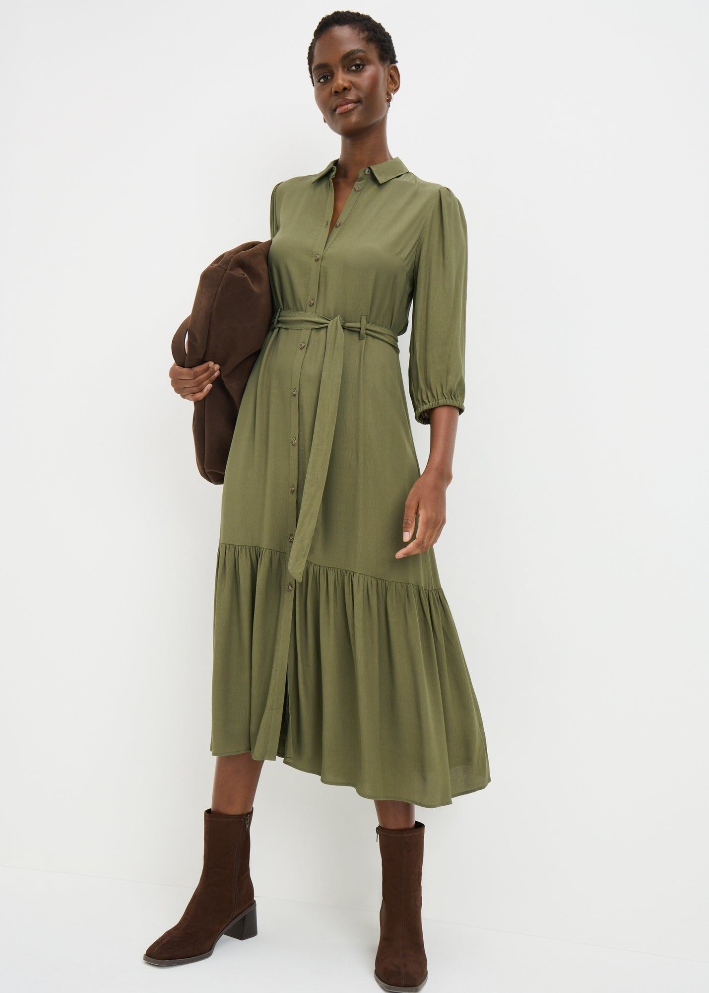 matalan shirt dress Roman Green Abstract Buttoned Shirt Dress - 18